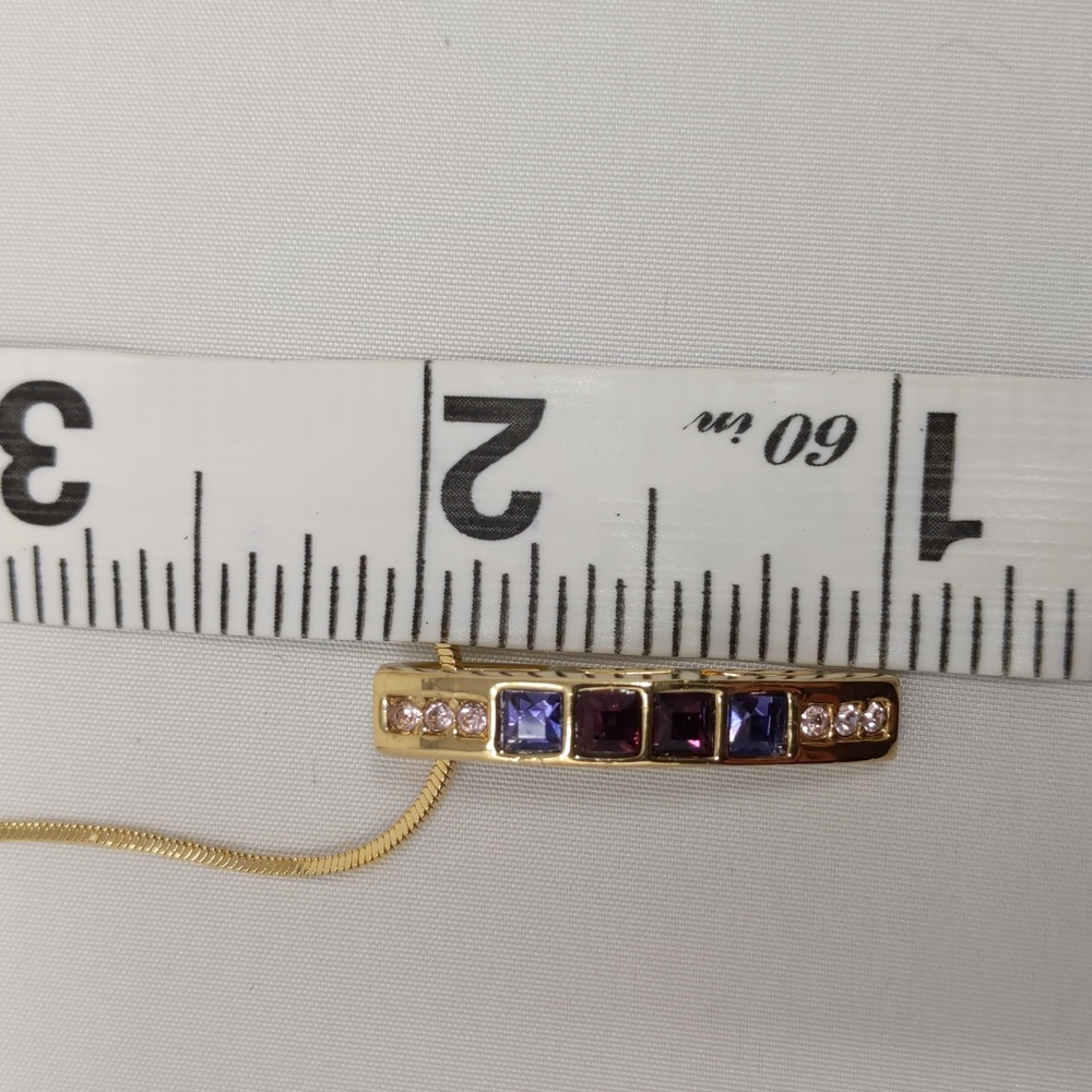 Lia Sophia Ultraviolet Rhinestone Pendant Necklace Gold Tone Chain NWT - Picture 8 of 11